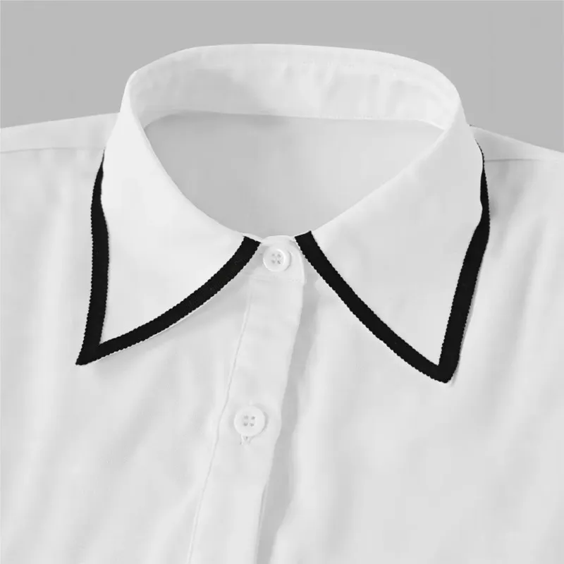 Women's Blouse Fashion Shirt Formal Bow Tie Long-sleeve Contrasting Trim Tops Slim-fit Workwear Elegant Office Lady Shirts Women - Image 6