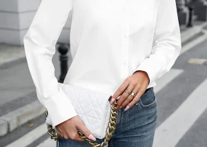 2024 Spring/Summer Fashion Women's Shirt White Long Sleeve Button Collar Shirt Formal Large Work Clothes Business Casual Top