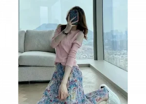 New Summer All Match Elegant Girl's Half Length Skirt with Floral Patterns, Korean Popularity Long Skirt for Women