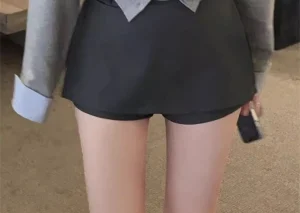 High Waist A-Line Skirt Suit Bla Women's Korean Sle Belted f-length Skirt Commute Stand Fit Summer Collection